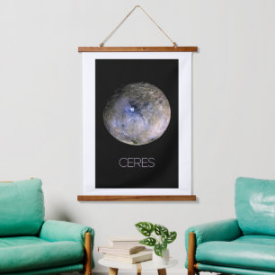 Weltraum, Sonnensystem, Zwergplanet Ceres Wandteppich Mit Holzrahmen