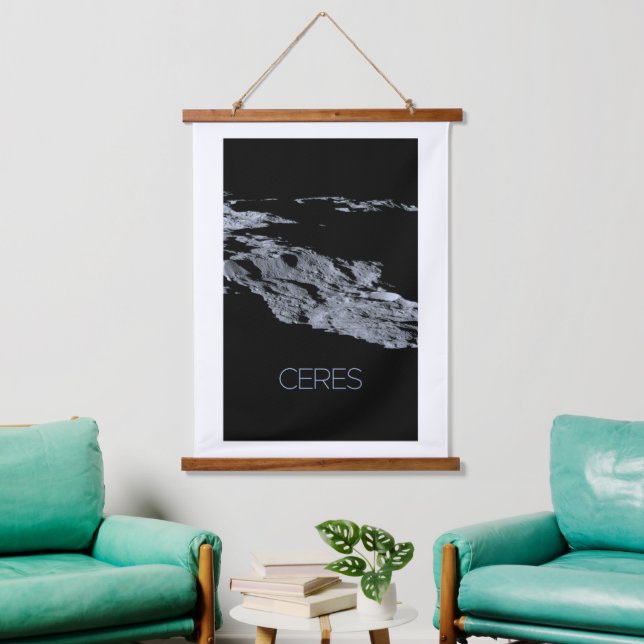Weltraum, Sonnensystem, Zwergplanet Ceres Wandteppich Mit Holzrahmen (Wohnzimmer)