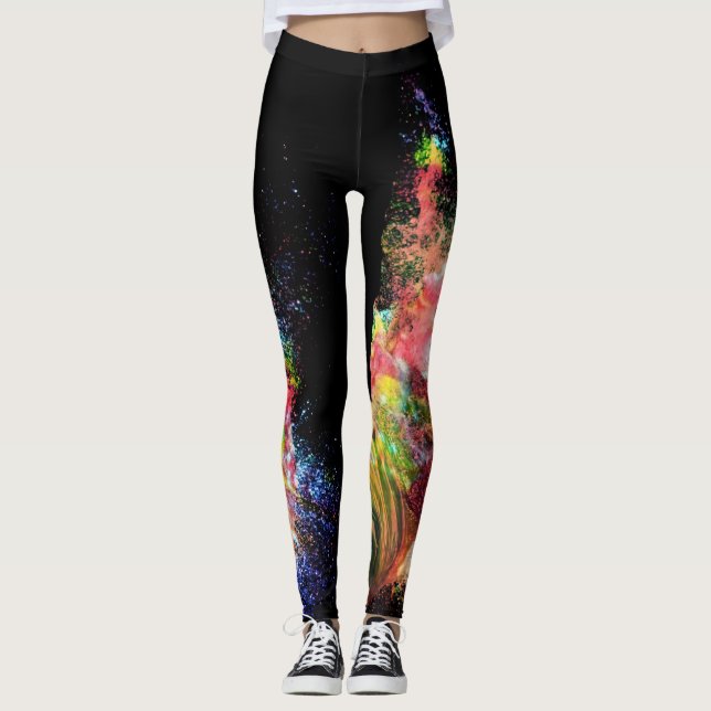 Weltraum Stardust bunter Minimalistic Frauen Leggings (Vorderseite)