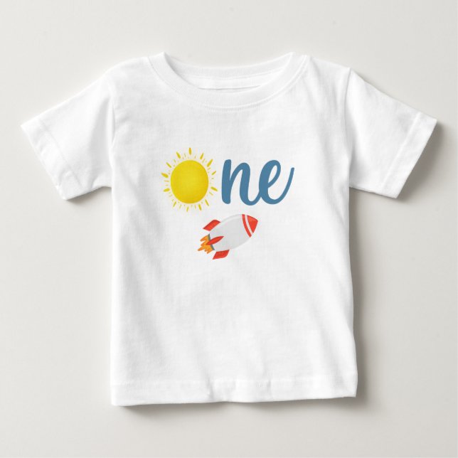 Weltraum Sun Rocket Erster Geburtstag Shirt (Vorderseite)