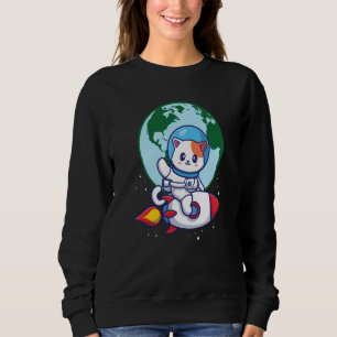 Weltraum Süße Katze All Rakete Erde Sweatshirt