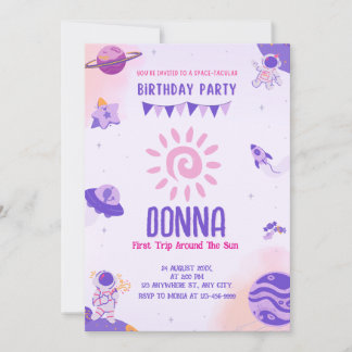 Weltraum-takuläre erste Reise um die Sonne zum Geb Einladung