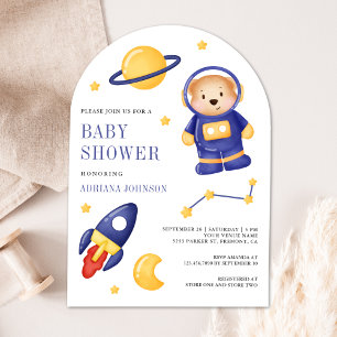 Weltraum-Teddybär-Astronaut-Arch-Baby-Party Einladung