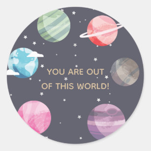 Weltraum Thema Geburtstagsparty Runde Sticker