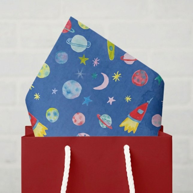 Weltraum-UFO-Raketenplanet-Muster Geschenk Seidenpapier (Outer Space UFO Rocket Planet Pattern Gift Tissue Paper
)