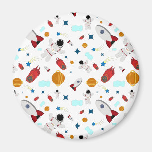 Weltraum- und Astronautenmuster des Kindes Magnet