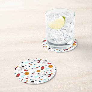 Weltraum- und Astronautenmuster des Kindes Runder Pappuntersetzer