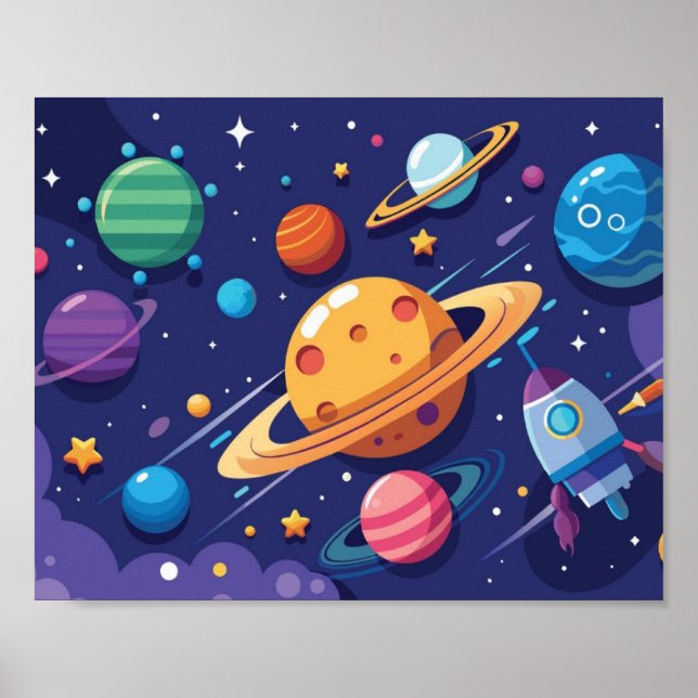 Weltraum- und Planetenthema Poster (Vorne)