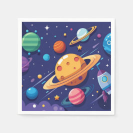Weltraum- und Planetenthema Serviette