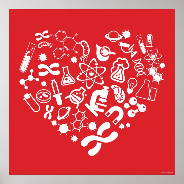 Weltraum und Wissenschaftsherz Poster (Vorne)