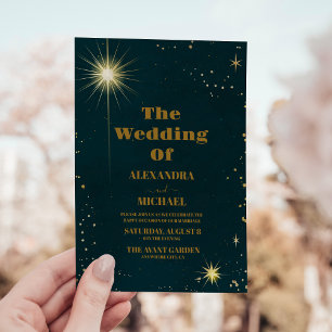 Weltraum Universum Smaragdgrüne Galaxie Hochzeit Einladung