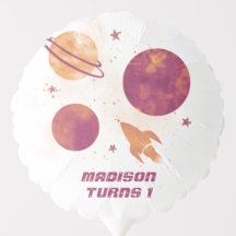 Weltraum Wasserfarbenplanet Mädchen 1. Geburtstag