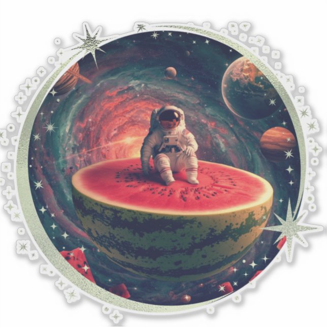 Weltraum Wassermelone Astronaut Aufkleber (Vorderseite)