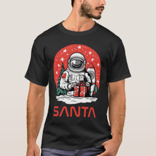 Weltraum-Weihnachtsmann-Astronaut-Kosmos-Präsentie T-Shirt