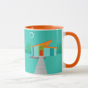 Weltraum-Zeichentrickhaus-Klingelmug Tasse