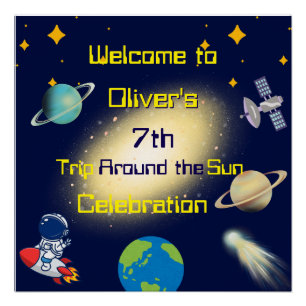 Weltraum zum Geburtstag - Astronaut, Rakete und Ga Poster