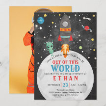 Weltraum zum Geburtstag Einladung jeden Alters mit