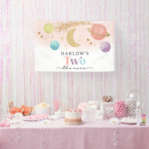 Weltraum Zwei der Mond 2. Geburtstag Banner