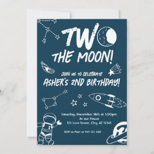 Weltraum Zwei der Mond 2. Geburtstag Einladung