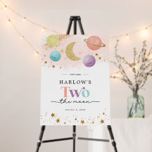 Weltraum Zwei Mond 2. Geburtstag Begrüßungszeichen