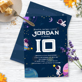 Weltraumabenteuer: Blue Astronaut Kindergeburtstag Einladung