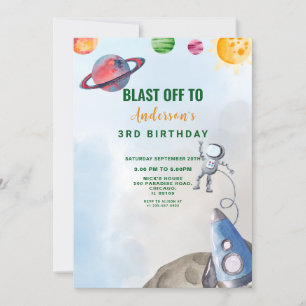 Weltraumabenteuer Geburtstag Einladung