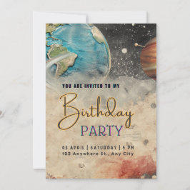 Weltraumabenteuer Geburtstag Einladung