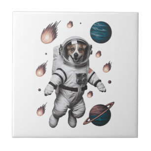 Weltraumabenteuer mit einem Hund-Astronauten Fliese