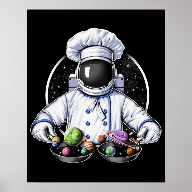 Weltraumaeronaut Kochen Poster (Vorne)