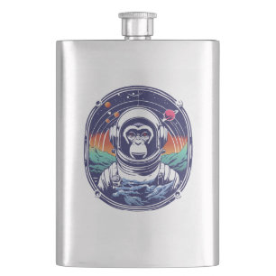 Weltraumaffe Astronaut Flachmann