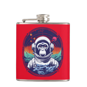 Weltraumaffe Astronaut Flachmann