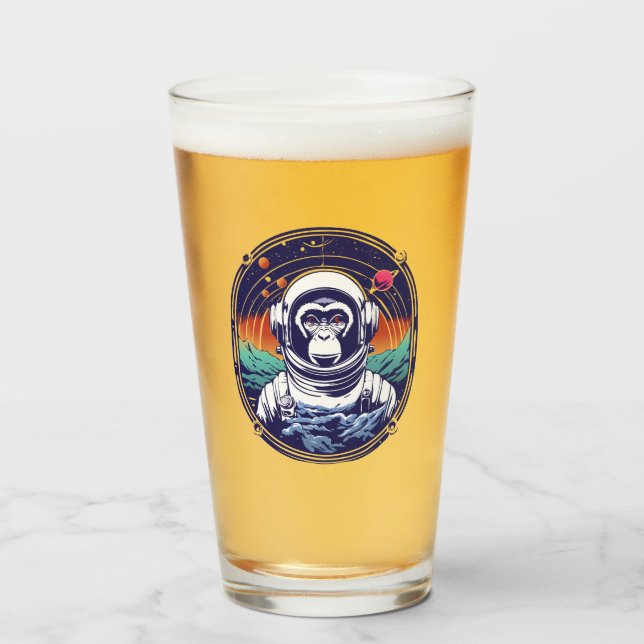 Weltraumaffe Astronaut Glas (Vorne (Gefüllt))