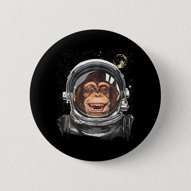 Weltraumaffe Astronaut Wildtierschaum Button (Vorderseite)