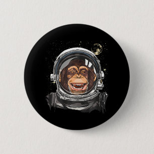 Weltraumaffe Astronaut Wildtierschaum Button