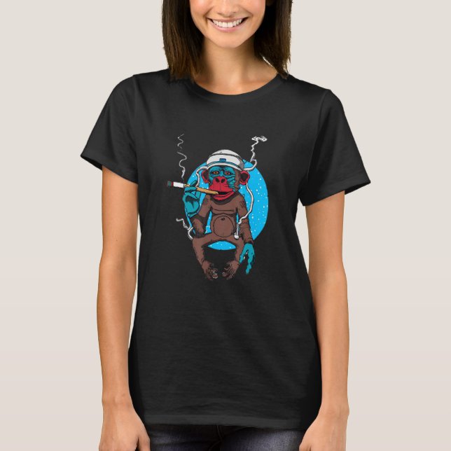 Weltraumaffe mit Zigar T-Shirt (Vorderseite)