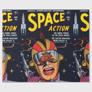 Weltraumaktion #2 Vintage Sci-Fi-Comicbook-Cover Geschenkpapier