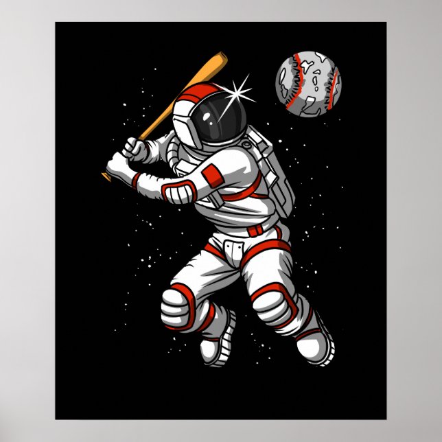 Weltraumamonaut Baseball Spieler Kosmischer Planet Poster (Vorne)