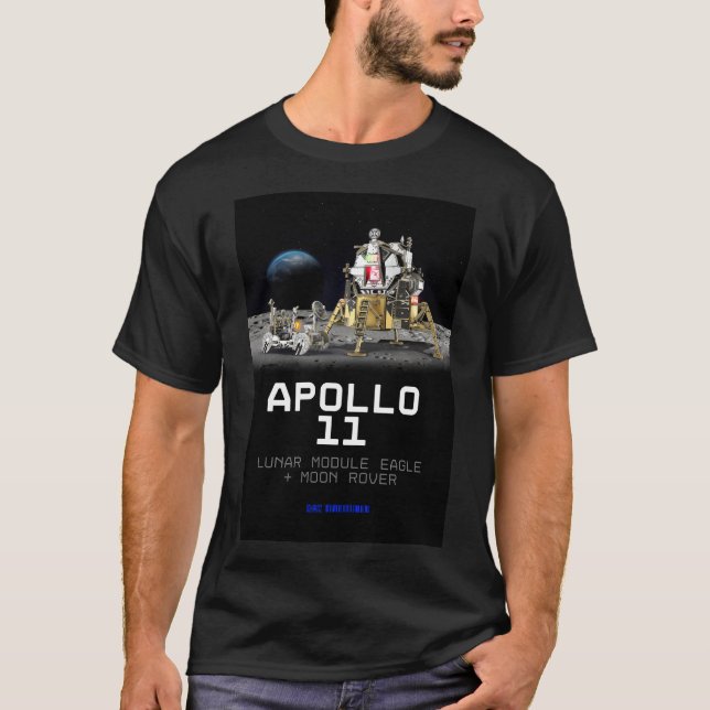 Weltraumapollo 11 Monderden Männer schwarz T-Shirt (Vorderseite)