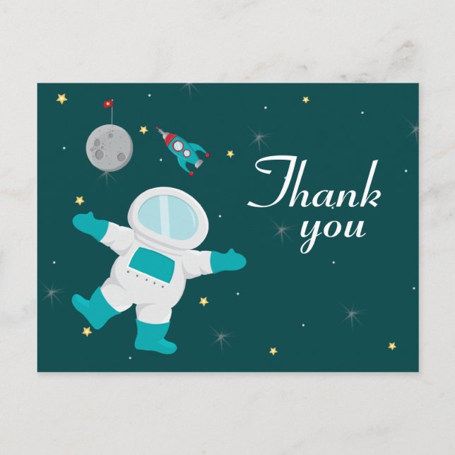 Weltraumastronaut Geburtstag danke Postkarte (Vorderseite)