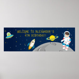 Weltraumastronaut Geburtstagsbanner Poster