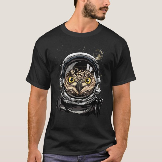 Weltraumastronaut Owl Bird Animal Vogelbeobachtung T-Shirt (Vorderseite)