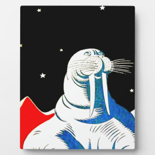 Weltraumastronaut Walross Fotoplatte