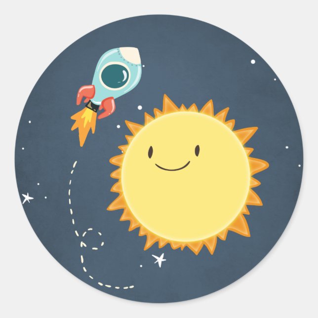 Weltraumaufkleber Umschlag Aufkleber Space Rocket  (Vorderseite)