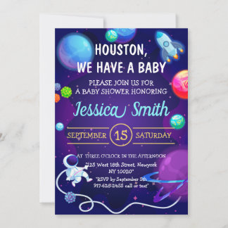 WeltraumBaby-Dusche Blue Astronaut Planet Einladung