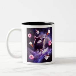 Weltraumbahnhof Llama Unicorn - Donut Zweifarbige Tasse