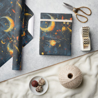 Weltraumbezogene nahtlose Muster Katzenastronaut Geschenkpapier