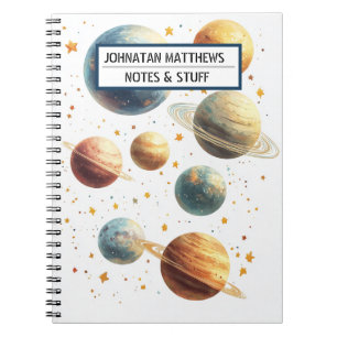 Weltraumbezogene Planeten Spiral Foto Notebook Notizblock