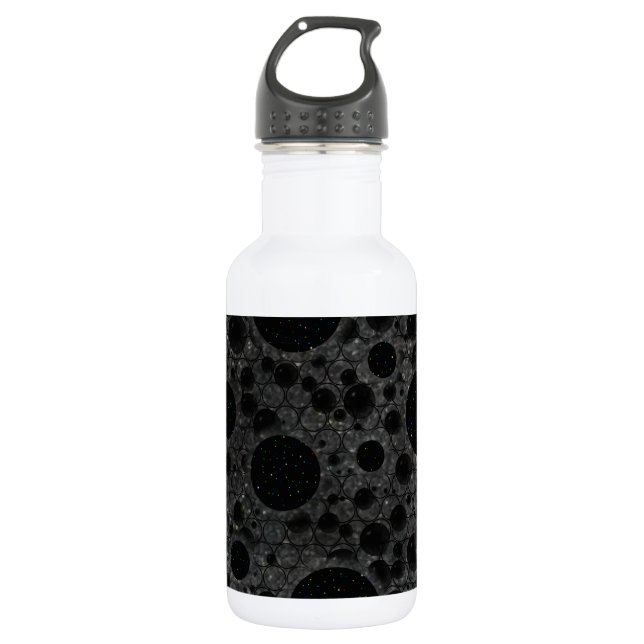 Weltraumblöcke - Glitzer Black Edelstahlflasche (Vorderseite)