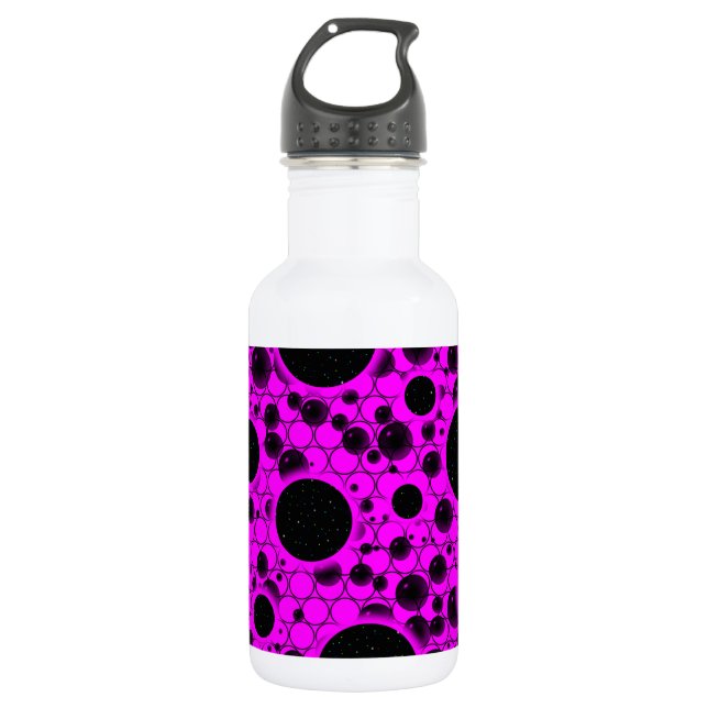 Weltraumblöcke - Rosa Edelstahlflasche (Vorderseite)