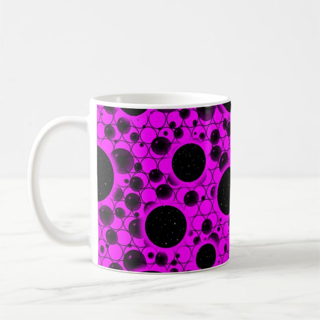 Weltraumblöcke - Rosa Kaffeetasse (Links)